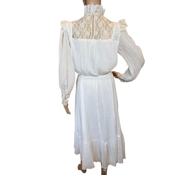 Vtg 80s Cream Lace Bridal Prairie Dress SZ 13-14 Victorian Romantic Cottagecore - Picture 6 of 16